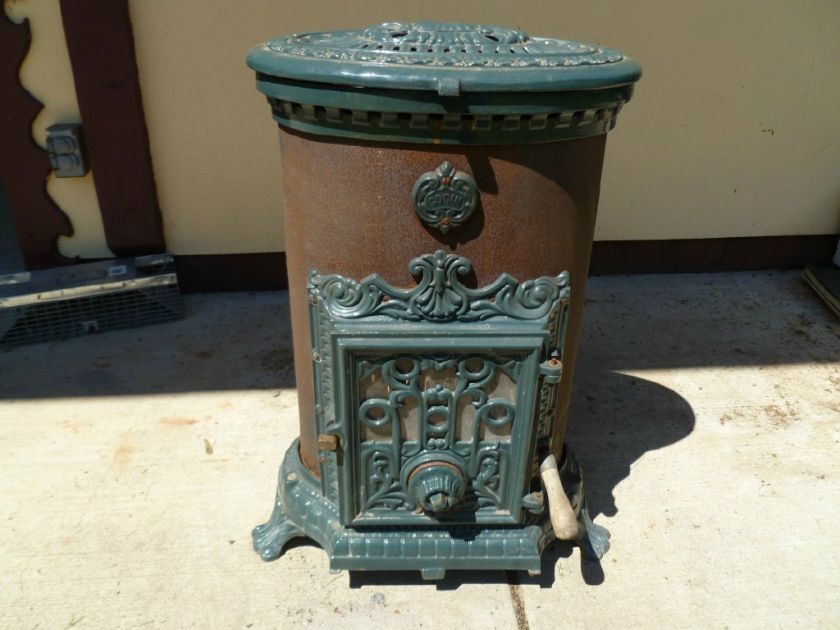 Antique Godin Coal Cylinder Stove  