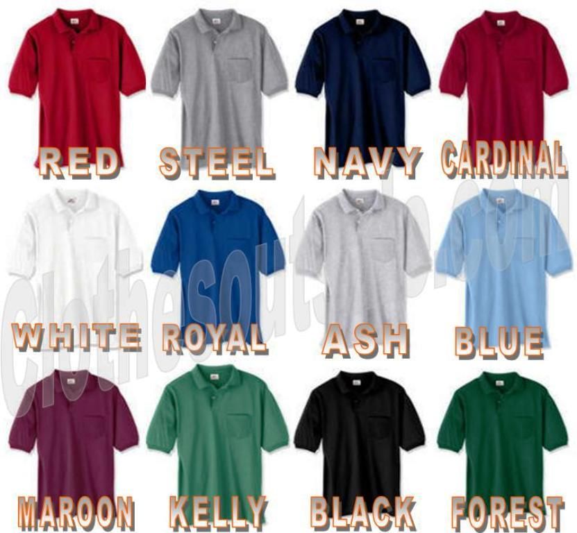 Hanes Mens Golf Polo Shirt With Pocket 12 COLORS  