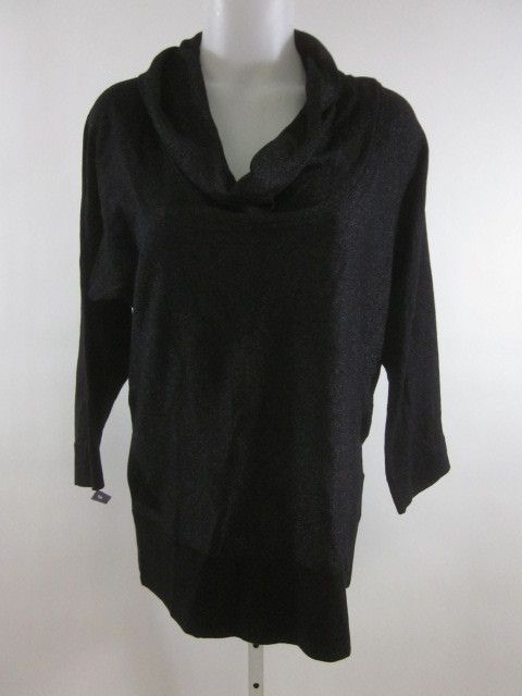 DANA BUCHMAN Black Metallic Cowl Neck Sweater Top Sz M  