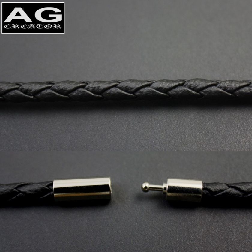 3mm BLACK SYN LEATHER SUFFERED 22 LONG METAL CLASP  