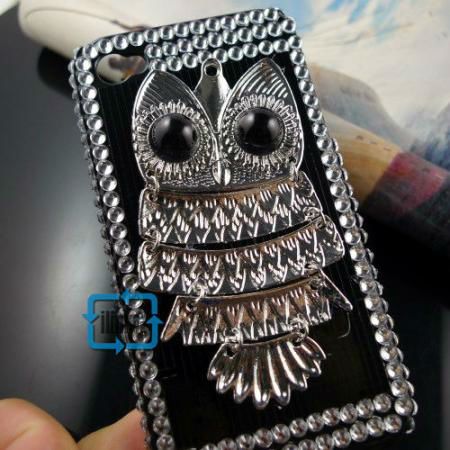 3D Owl Bling Hard Back Case Cover for iPhone 4 4G 4S #A706  