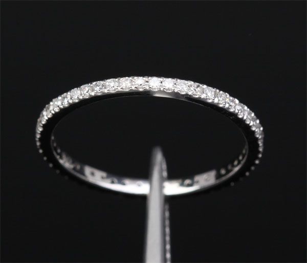 14K WHITE GOLD PAVE DIAMOND ETERNITY WEDDING BAND RING  