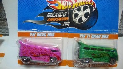 2011 Hot Wheels Mexico Convention VW Drag Bus & T1 Drag Bus Set W 