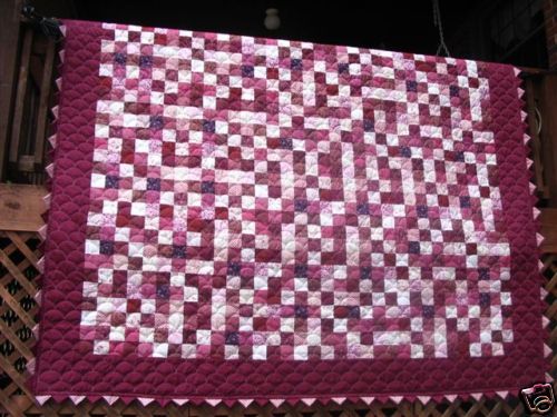 California King Patchwork Quilt ~ Cranberry~110x122  