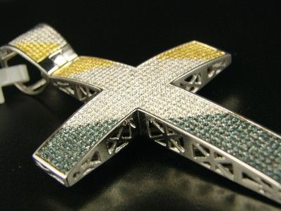 15 CT MENS MULTI COL DIAMOND XL CROSS PENDANT 3.5 INC  