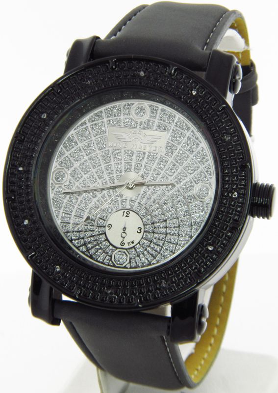 KING MASTER AQUA TECHNO GENUINE DIAMONDS MENS SUPER TECHNO WATCH BLACK 