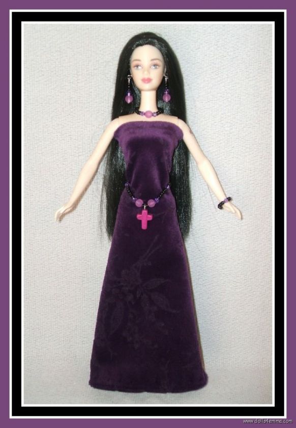 Handmade GOTH FASHION GOWN + JEWELRY4 BARBIE & FRINEDS  