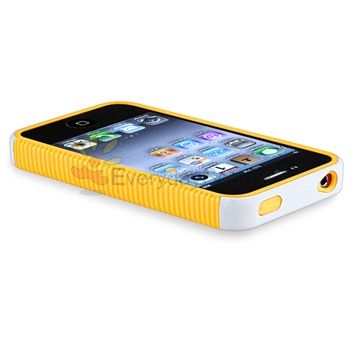 Yellow TPU/White Rubber Silicone Hard Case Skin Cover for Apple iPhone 