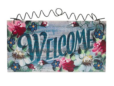 WELCOME SIGN cottage shabby style romantic roses daisy  