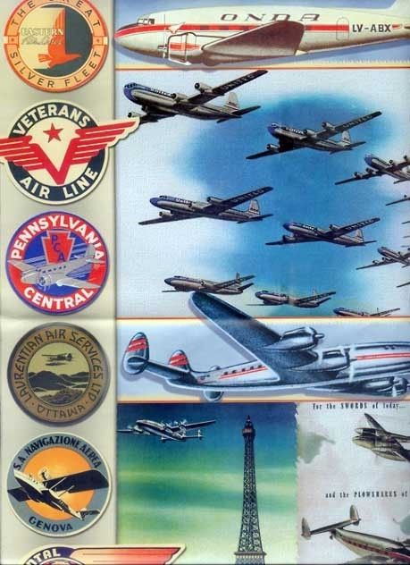 Vintage style 1940s AIRLINES PLANES Gift Wrap PACK  