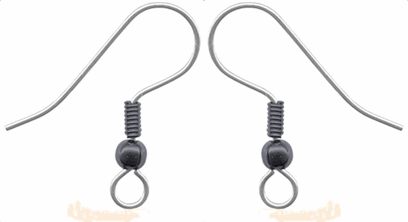   Ear Wires Hooks ~ Gun Metal Bead + Coil Finish ~Earrings 22ga  