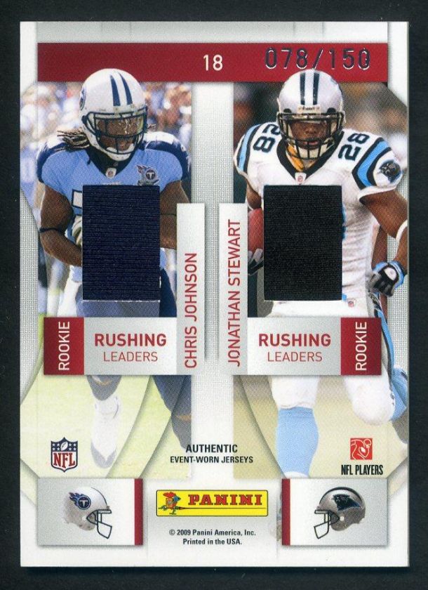 2009 Prestige Chris Johnson Quad Jersey w/ Matt Forte Jonathan Stewart 