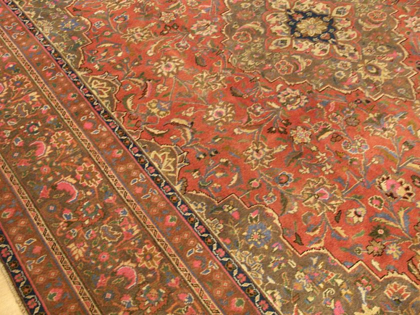 9x12.6 Handmade Carpet Antique Persian Kashan Wool Rug  