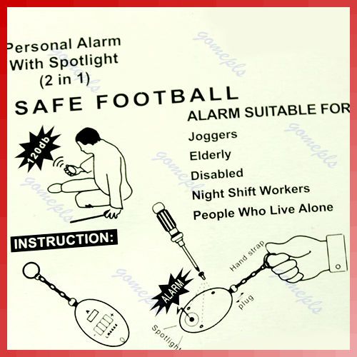 Mini Personal 120dB Security Siren Alarm Light Keychain  