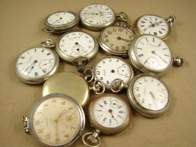 LOT 12 VINTAGE ANTIQUE POCKET WATCHES for PARTS REPAIR RESTORE BULOVA 