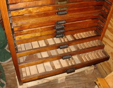 ANTIQUE HAMILTON PORTER EXTENSION OAK PRINTERS TYPE FILE CABINET 25 