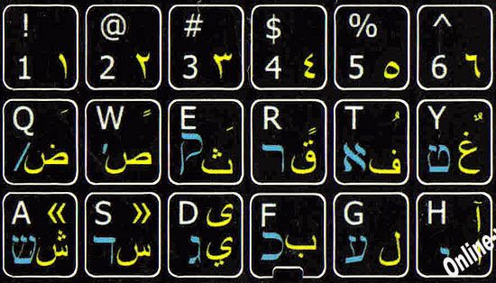 MAC ARABIC HEBREW ENGLISH KEYBOARD STICKER NON TRAN.BLA  