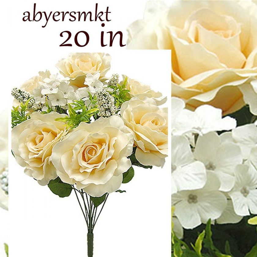   x14 Deluxe IVORY CREAM Silk Flowers, Artificial Wedding Arrangements