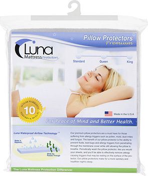 Luna Bed Bug Waterproof Pillow Protector Made In USA  