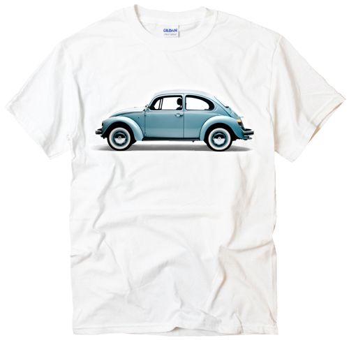VW Beetle Volkswagen Bug car retro mini white t shirt  