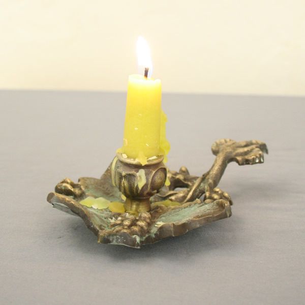 Circa 1800s Ornate Brass Candle Holder  