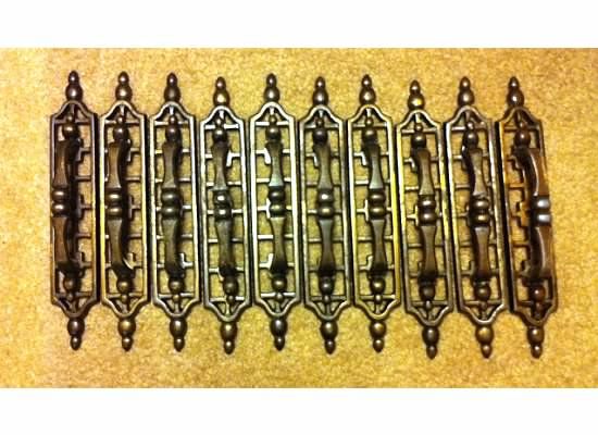 10 Sets  Vintage Kitchen Cabinet Handle Pulls + Backplates + Screws 