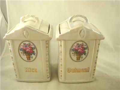   Lustre Floral Kitchen Set 6 Canisters 2 Cruets Salt Box 6131  