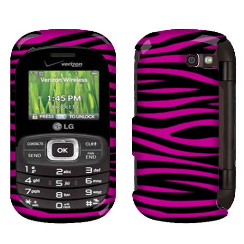 For LG Octane VN530 Cell Phone 2D Silver Zebra Hot Pink Protector Case 