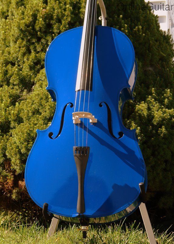 Size BLUE CELLO w/ BOW, CASE, STAND + WARRANTY~  