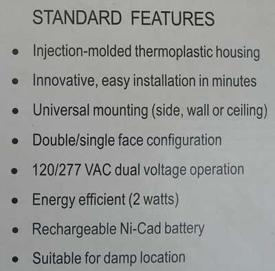   Ni Cad Battery Universal Mounting; Suitable for Damp Location