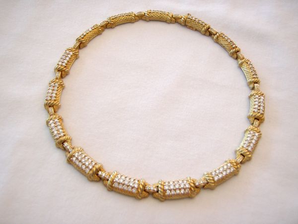 JUDITH RIPKA TRELLIS NECKLACE 18KYG LOTS OF DIAMONDS  