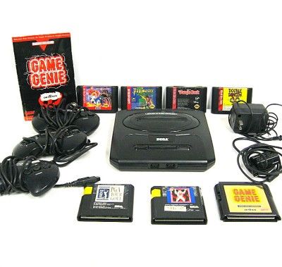   Genesis Game Console with Controllers, 6 Games, and Game Genie  