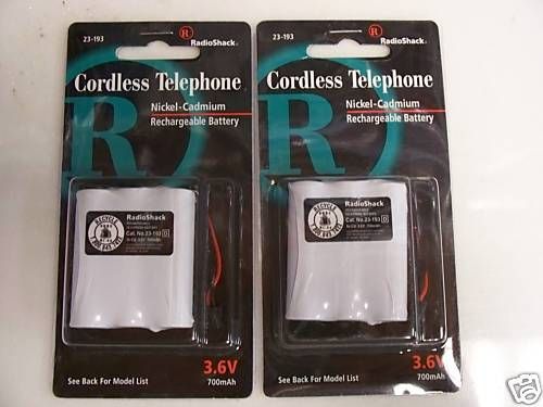 TWO NEW  RADIO SHACK CORDLESS TELEPHONE BATTERY 23 193  