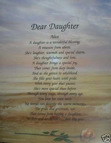 DAUGHTER PERSONALIZED POEM BIRTHDAY OR CHRISTMAS GIFT  