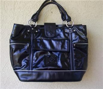DONALD PLINER Black Patent Leather Handbag/Tote New  