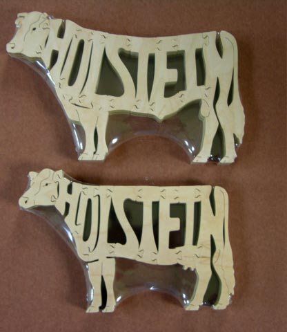 Holstein Cattle Cow Bull Amish Wood Puzzle Farm Toy  