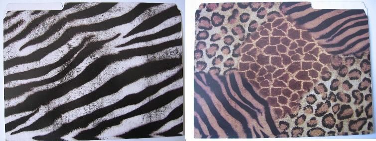 12 Fun Zebra Leapord ANIMAL Print File Folders Lion NEW  