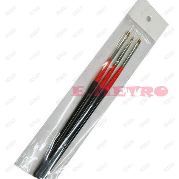 3x UV Gel brush Set Nail Art Sable Striping Pen Drawing  