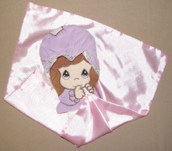 PRECIOUS MOMENTS Lilac PINK Satin BABY BUDDY Girl SECURITY BLANKET 