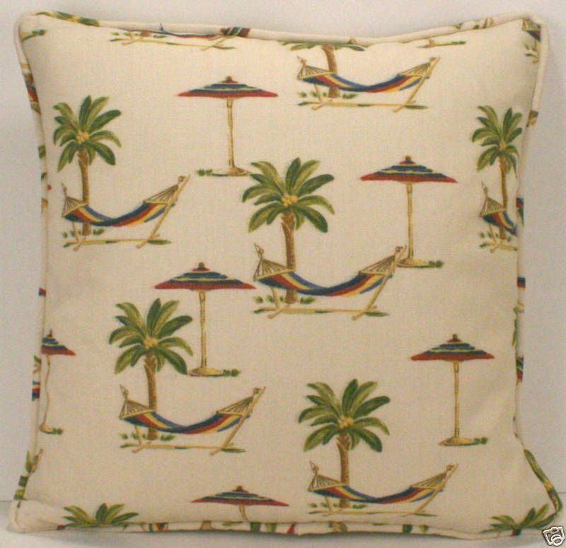 18 PALM TREE & HAMMOCK BEACH OUTDOOR FABRIC PILLOWS  