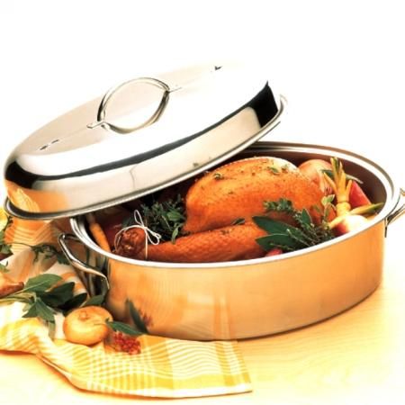 Stainless Steel High Dome Oval Roasting Pan with Adjustable Vents 