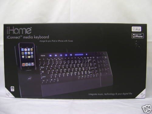 BROOKSTONE iHome iConnect Media Keyboard Dock BRAND NEW  