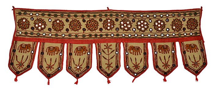 Indian Door Decor Art Embroidery Mirror Work Bandhwar Door Hanging 