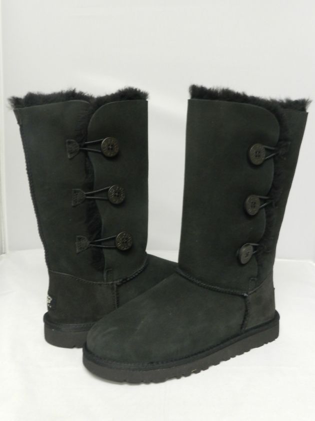 NEW KIDS UGG BOOT BAILEY BUTTON TRIPLET BLACK ORIGINAL  