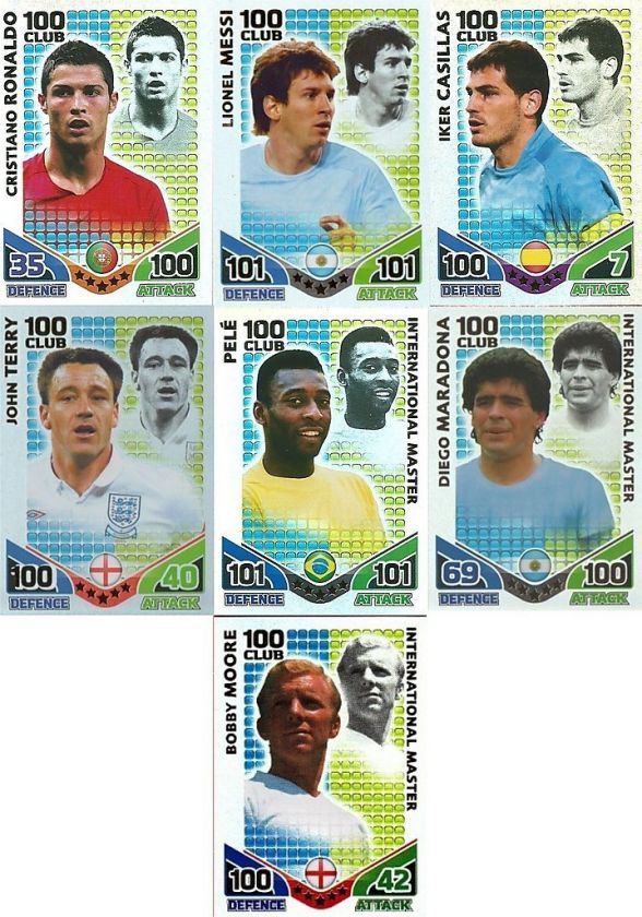 Match Attax World Cup 2010 Choose 100 Club Card Messi Pele Ronaldo 