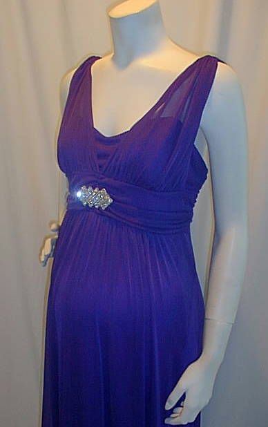 New Long Regency Violet Vneck Maternity Dress MEDIUM M  