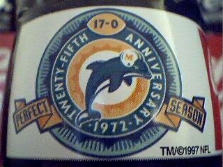 Miami Dolphins 17 0 Perfect Season Coke Bottle  