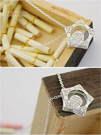 Korea boys Over Flowers Kissing star & moon Necklace  