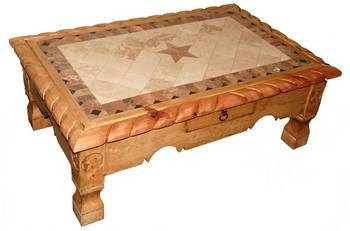 Honey Rustic Marble Top Coffee Table MDR06 02 TX  