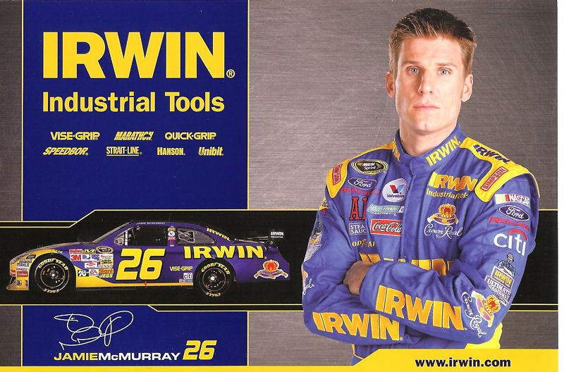 2009 Jamie McMurray #26 Irwin Tools Nascar Postcard  